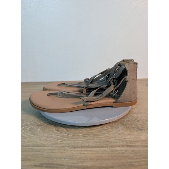 Torrid Tan Suede Strappy Sandals Women's 11 WW Y2K Style Zip Back Buckle - Picture 6 of 8